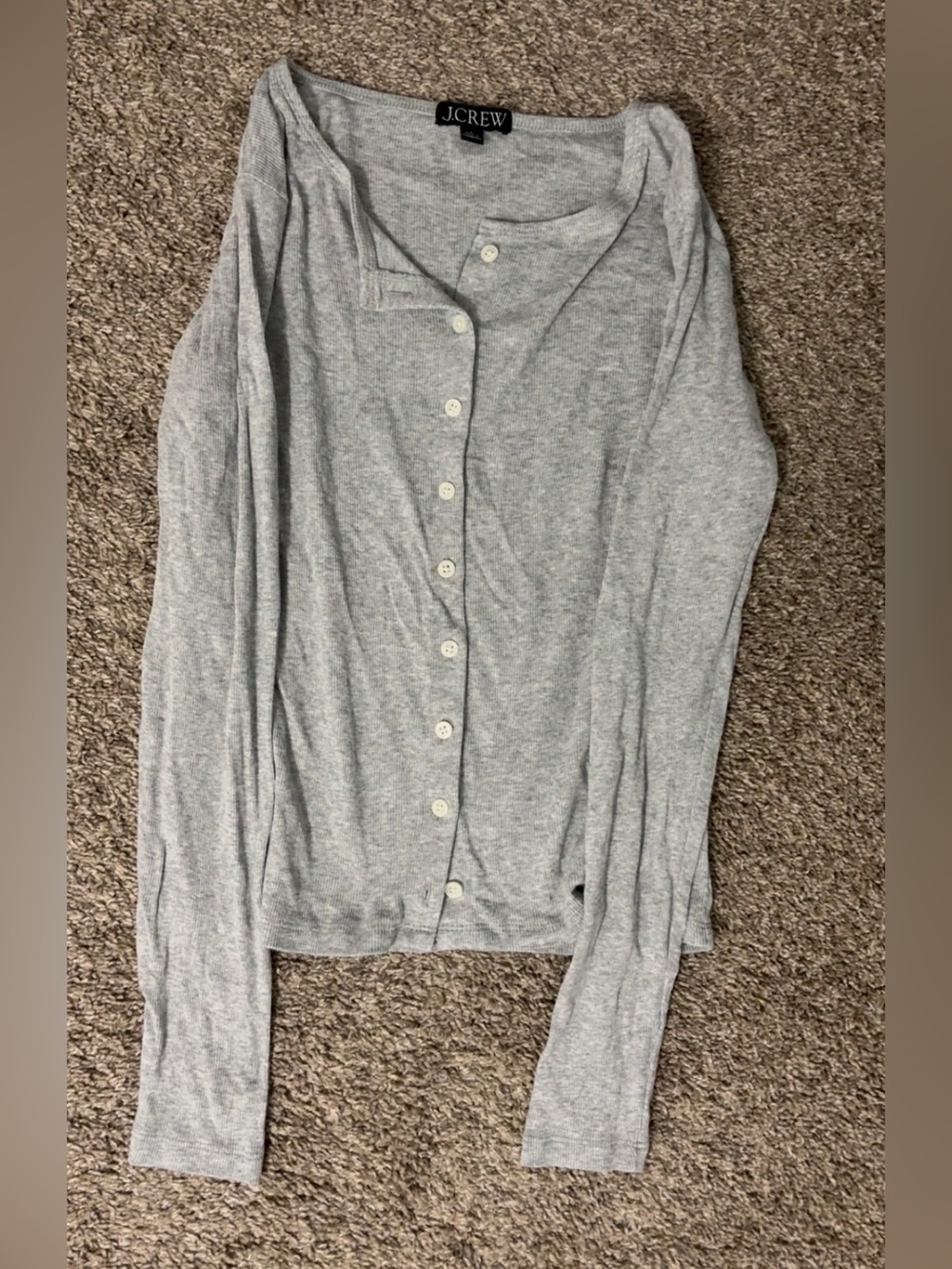 J. Crew Light Gray Button-Front Cardigan Sweater